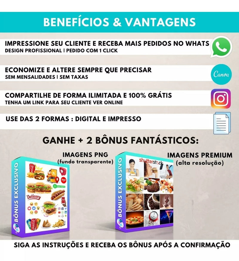 Cardápio Digital Lanchonete/ Pizzaria ( Editável No Celular)