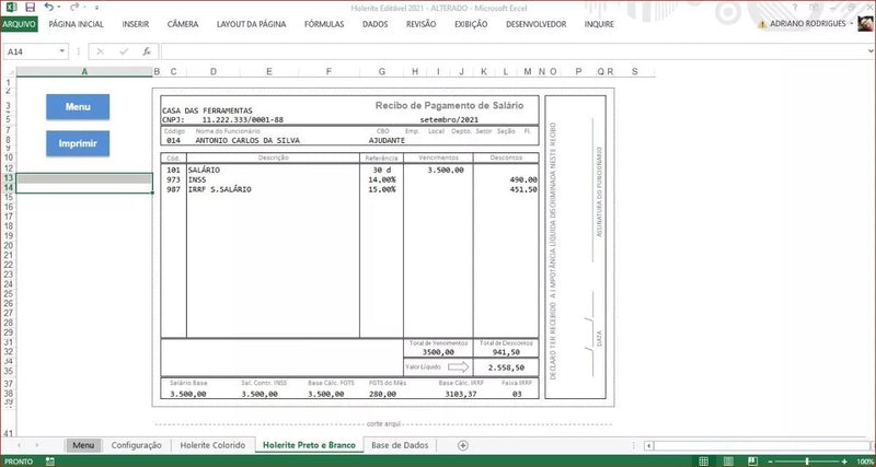 Modelo Holerite Comprovante De Renda Editável