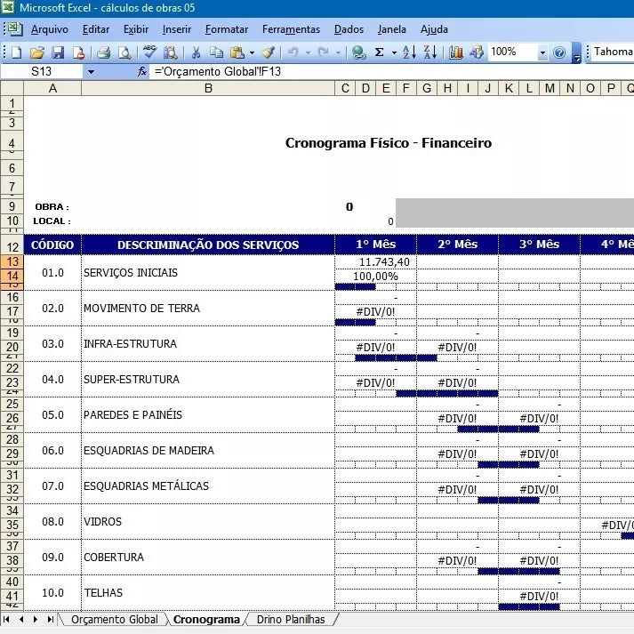 Planilha Para Cálculo De Materiais De Construção