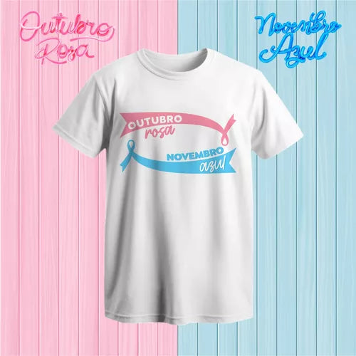 Kit De Artes Editável Outubro Rosa E Novembro Azul Camisetas