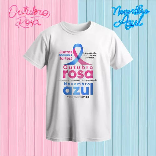 Kit De Artes Editável Outubro Rosa E Novembro Azul Camisetas