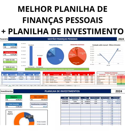 Planilha Finanças Pessoais e Gráficos